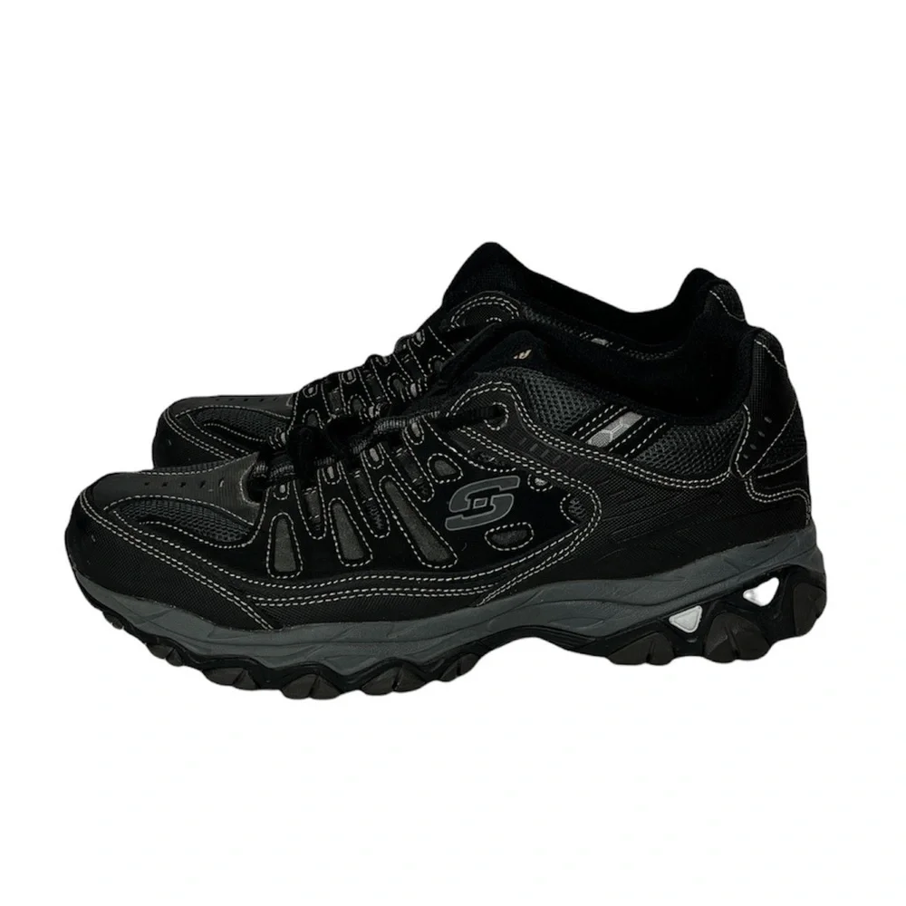 Skechers Men's 12 After Burn Memory Fit 50125EWW Black Running Shoes Sneakers - Picture 2 of 10